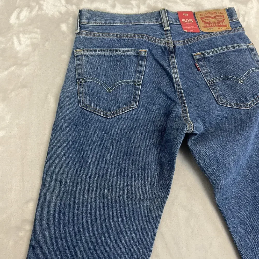 Levis 505 Jeans Mens 30 Straight Leg Rework Altered Hem Upcycling Project READ‎